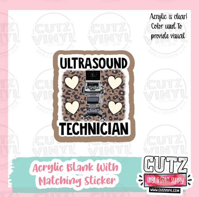 Ultrasound Tech - Acrylic Badge Reel Blank and Matching Sticker