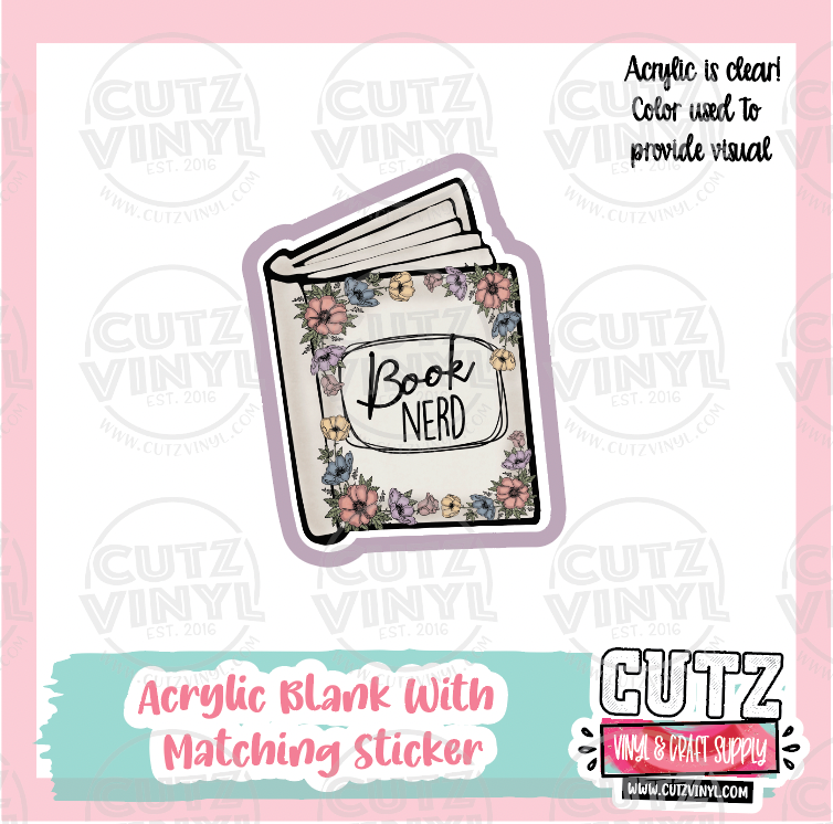 Book Nerd - Acrylic Badge Reel Blank and Matching Sticker – Cutz Vinyl and  Craft Supplies
