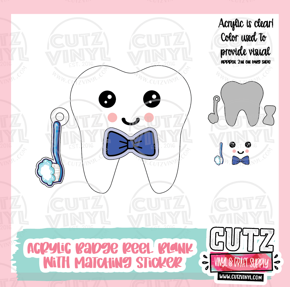Tooth Kit Boy - Badge Reel Kit With Matching Stickers – Cutz Vinyl and  Craft Supplies