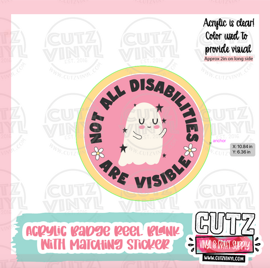 Visible Disability - Acrylic Badge Reel Blank and Matching Sticker