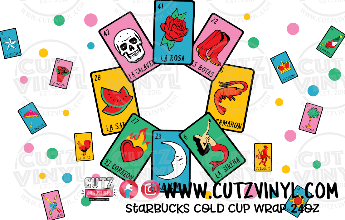 Loteria Starbucks Cold Cup Wrap 24oz – Cutz Vinyl and Craft Supplies