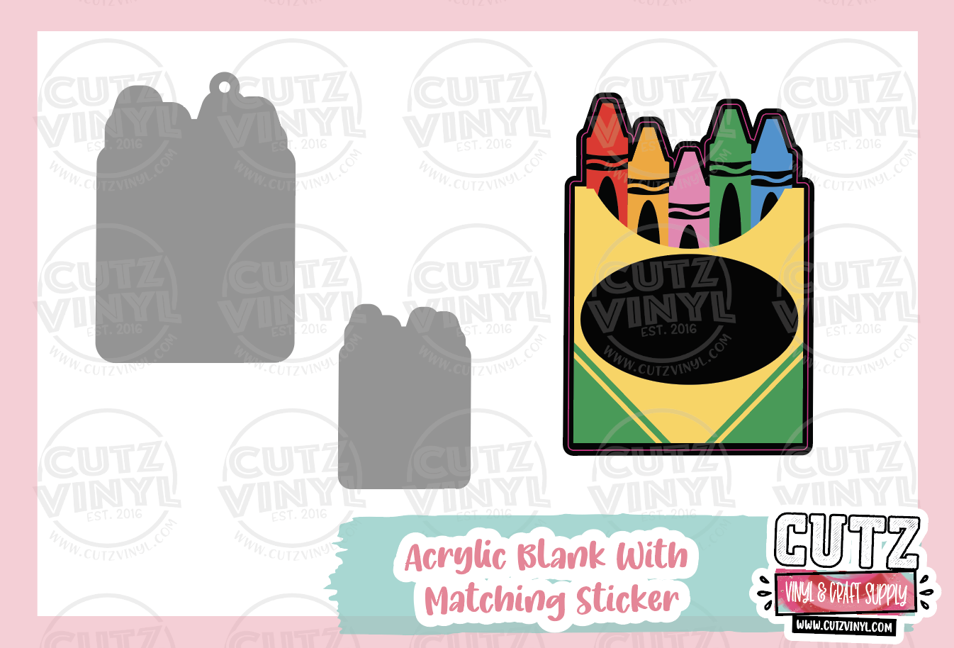 Crayons - Acrylic Badge Reel Blank and Matching Sticker