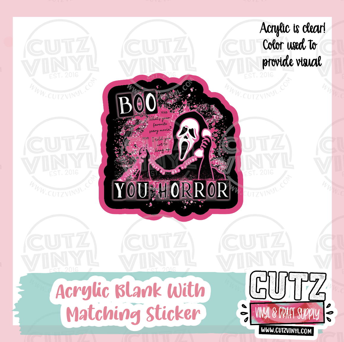 Boo You Horror - Acrylic Badge Reel Blank and Matching Sticker – Cutz Vinyl  and Craft Supplies