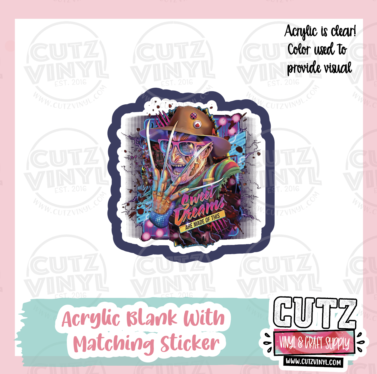 Sweet Dreams - Acrylic Badge Reel Blank and Matching Sticker – Cutz Vinyl  and Craft Supplies