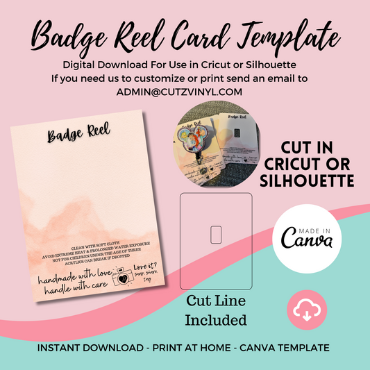 Badge Reel Card Template Pink Blush (DIGITAL DOWNLOAD)