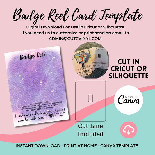 Badge Reel Card Template Purple Dust (DIGITAL DOWNLOAD)