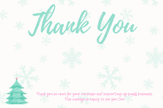Pastel Christmas Thank You Packaging Insert Cards
