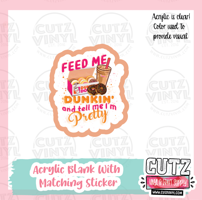 Feed Me Donuts - Acrylic Badge Reel Blank and Matching Sticker