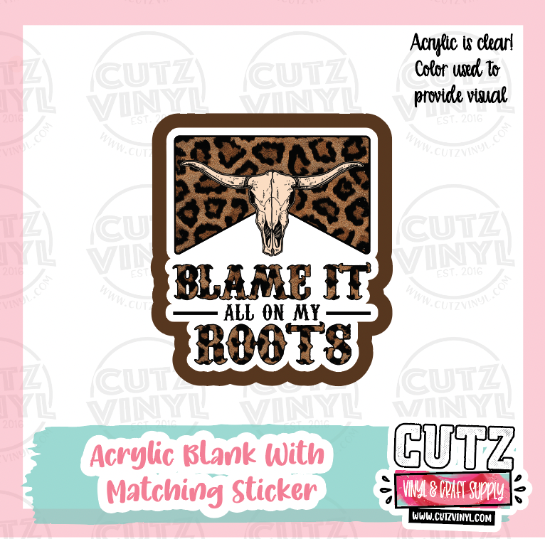 Blame it - Acrylic Badge Reel Blank and Matching Sticker