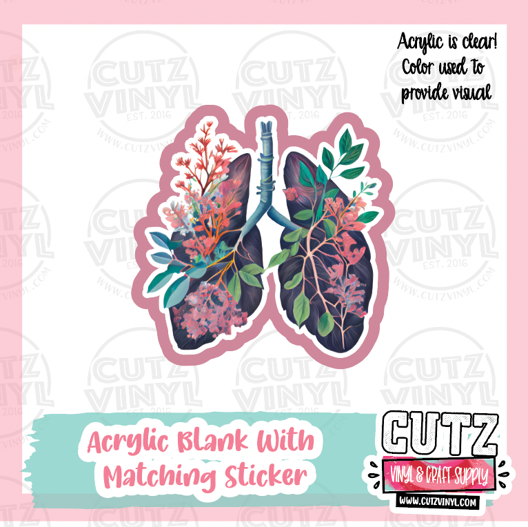 Floral Lungs - Acrylic Badge Reel Blank and Matching Sticker