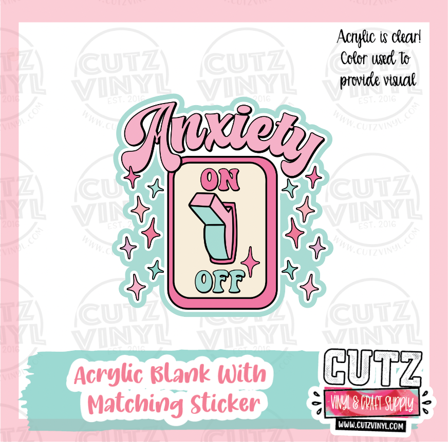 Anxiety - Acrylic Badge Reel Blank and Matching Sticker