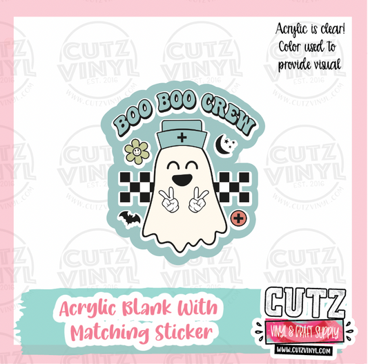 Boo Boo Crew - Acrylic Badge Reel Blank and Matching Sticker