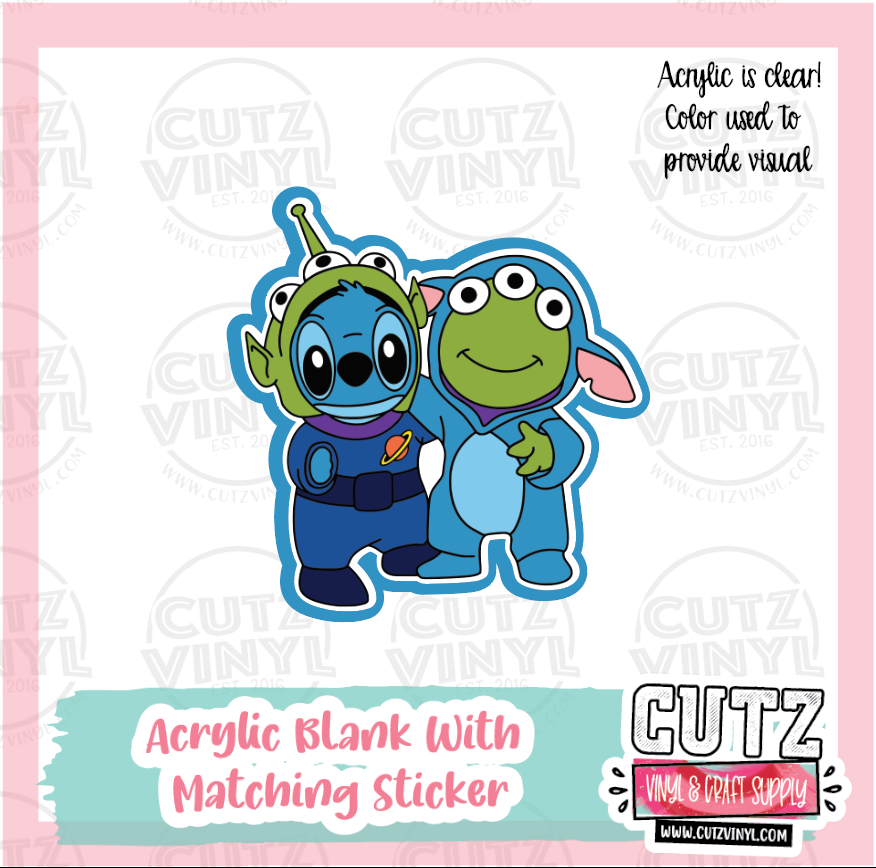 Cute Aliens - Acrylic Badge Reel Blank and Matching Sticker