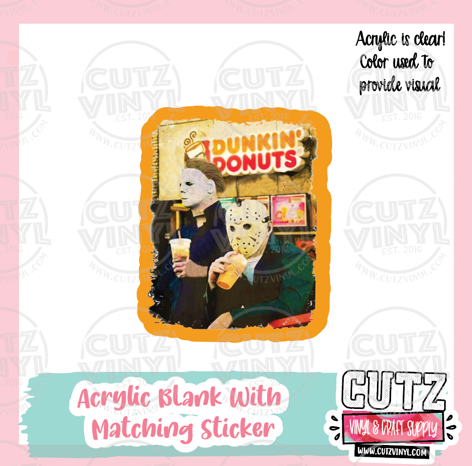 Dunkin Acrylic  - Acrylic Badge Reel Blank and Matching Sticker