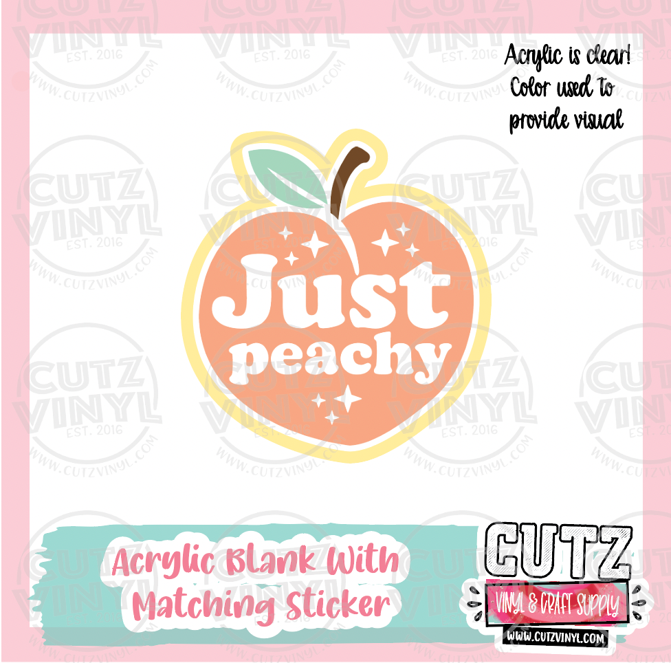 Just Peachy - Acrylic Badge Reel Blank and Matching Sticker