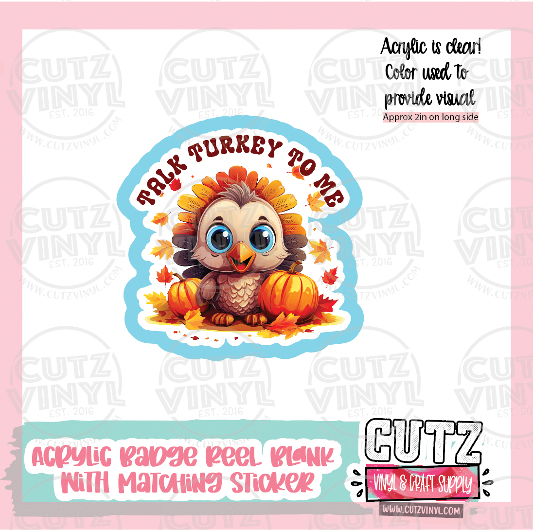 Baby Turkey - Acrylic Badge Reel Blank and Matching Sticker