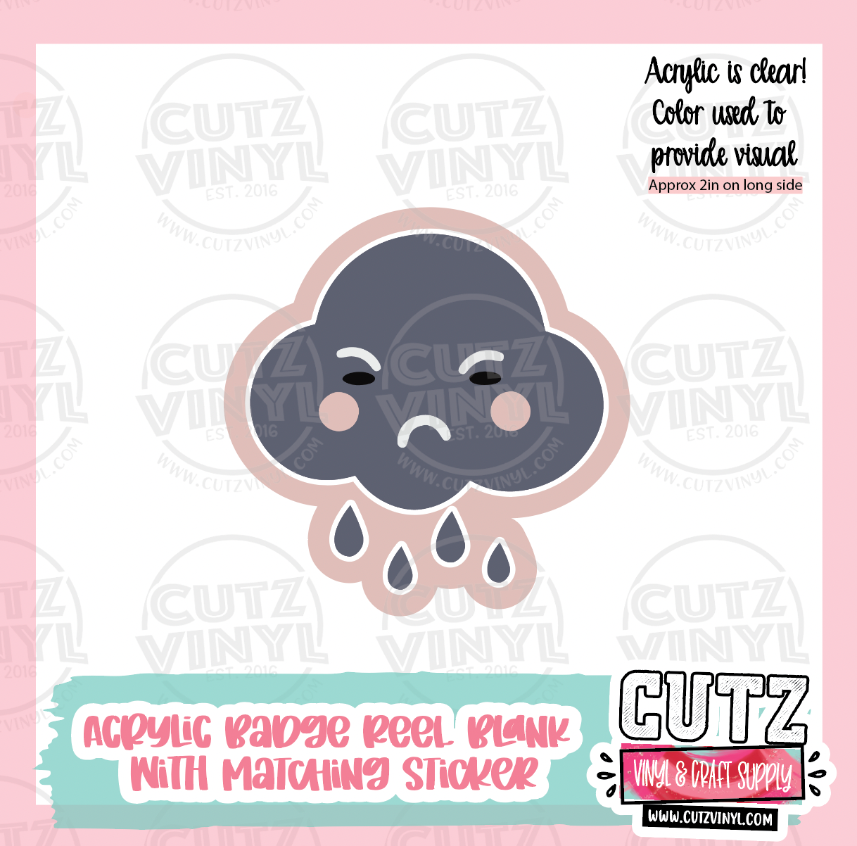 Dark Cloud - Acrylic Badge Reel Blank and Matching Sticker