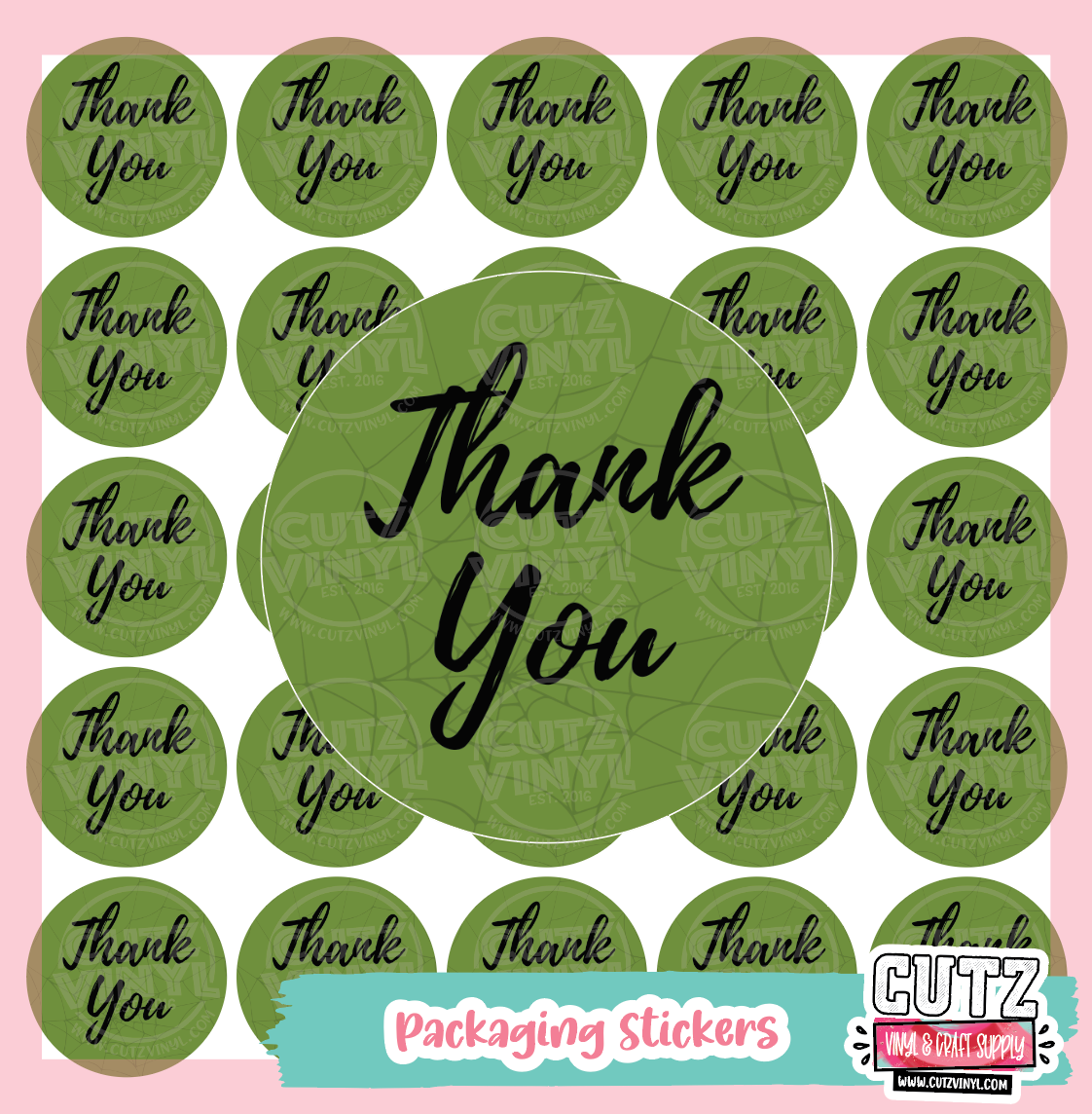 Green Thank You Webs Stickers