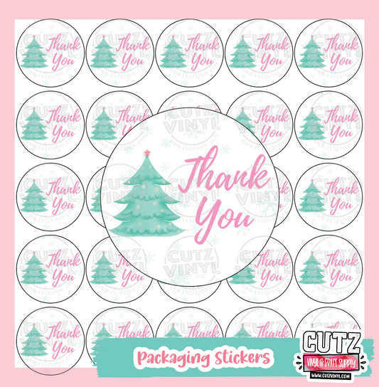 Christmas Mint Thank you Stickers