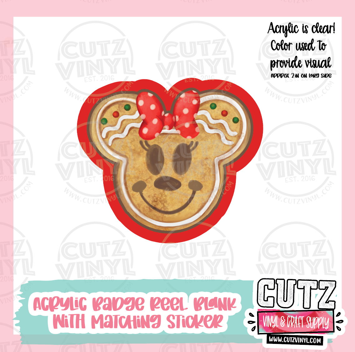 GingerGirl Cookie - Acrylic Badge Reel Blank and Matching Sticker