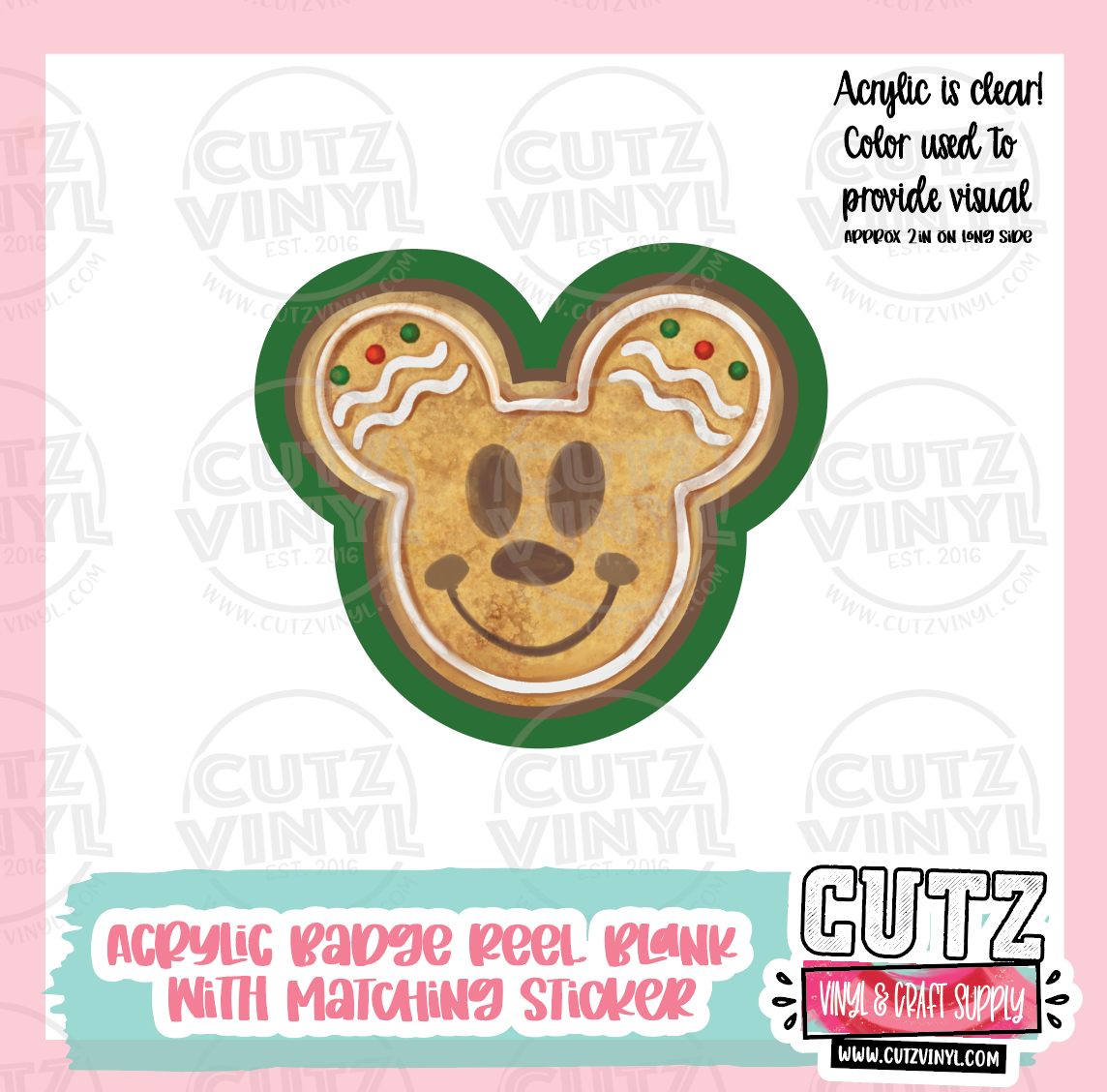 GingerBoy Cookie - Acrylic Badge Reel Blank and Matching Sticker