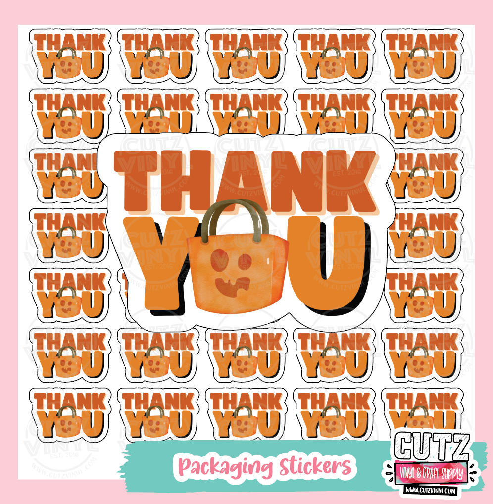 Thank You Pumpkin Bag Packaging Stickers