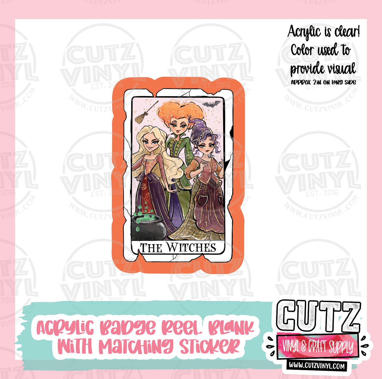 Witches Cards - Acrylic Badge Reel Blank and Matching Sticker