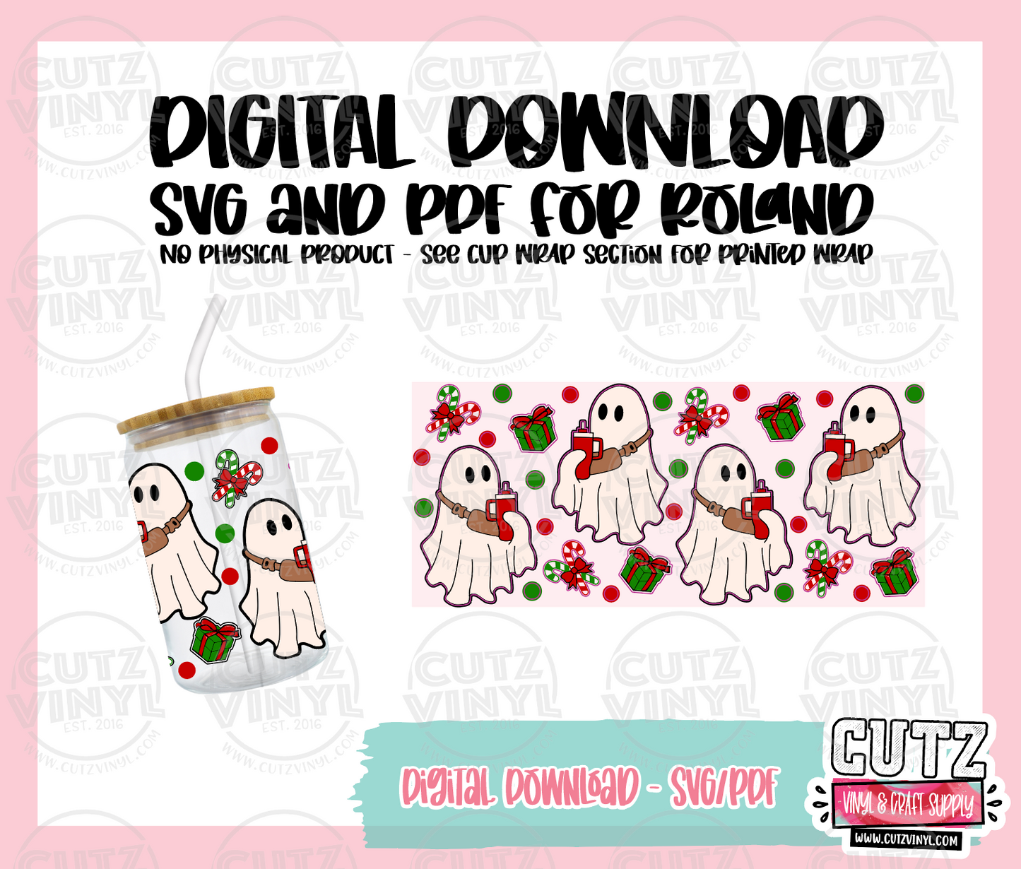 DIGITAL DOWNLOAD - Boo Jee Xmas Ghost Cup Wrap