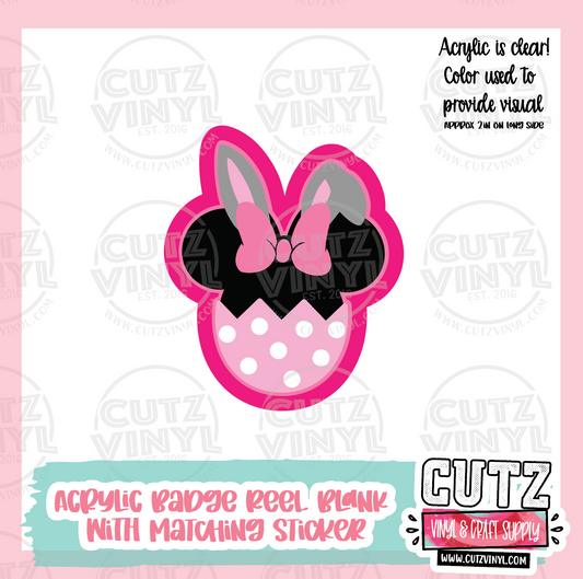 Bunny Egg - Acrylic Badge Reel Blank and Matching Sticker