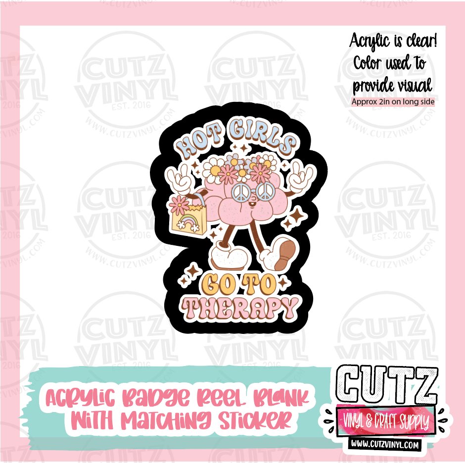 Hot Girls - Acrylic Badge Reel Blank and Matching Sticker