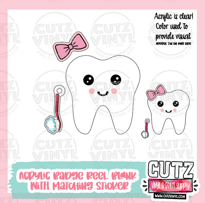 Tooth Kit Girl - Badge Reel Kit With Matching Stickers