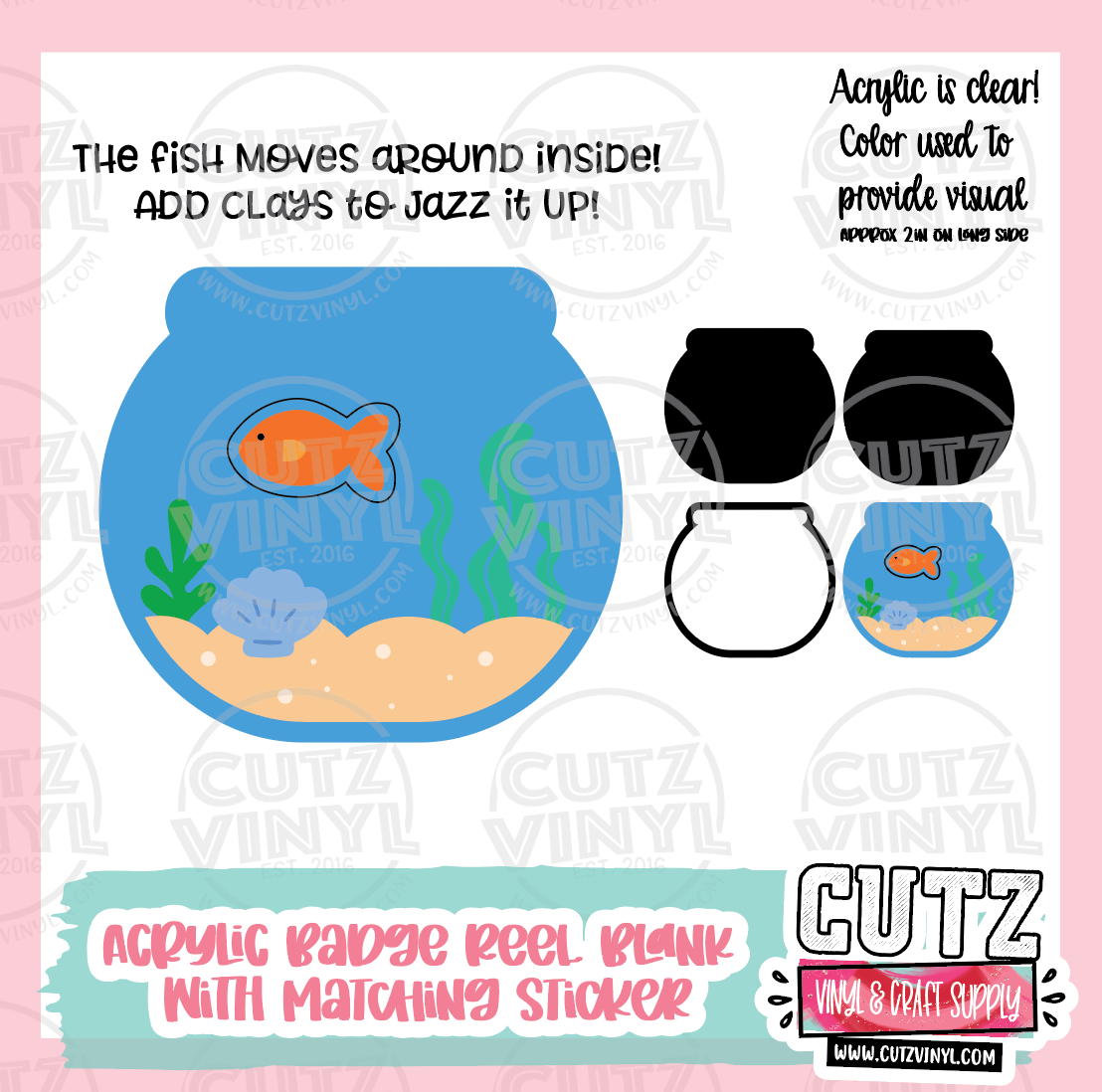 Fish Bowl- 3d Badge Reel Kit With Matching Stickers
