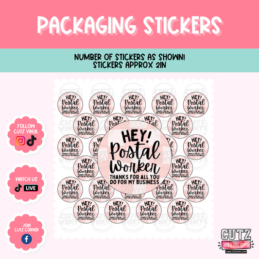 Postal Worker Pink Check  - Packaging Stickers