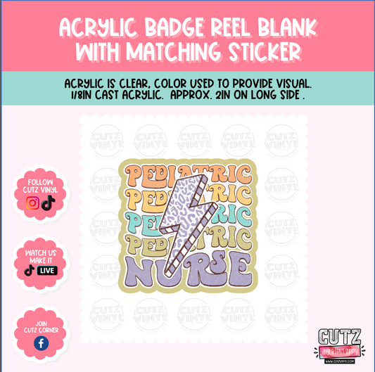 Pets Nurse Retro - Acrylic Badge Reel Blank and Matching Sticker