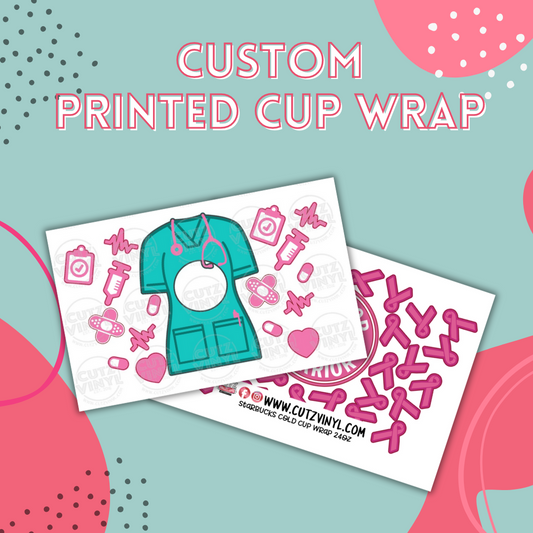 Custom printed cup wrap set of 4 per design