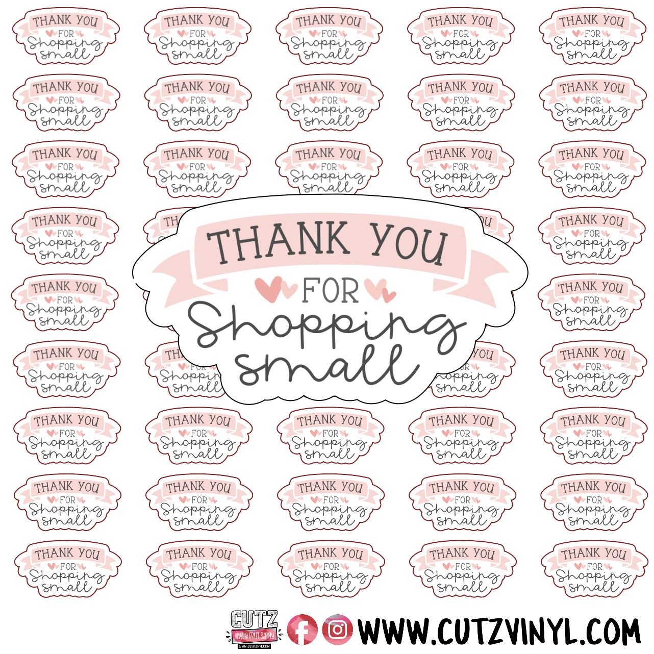 Thank You for Shopping Small pink ribbon