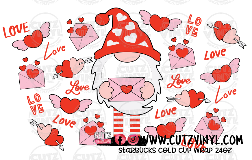 Love Letter Gnome Starbucks Cold Cup Wrap 24oz