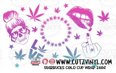 Cannabis Lips Starbucks Cold Cup Wrap 24oz