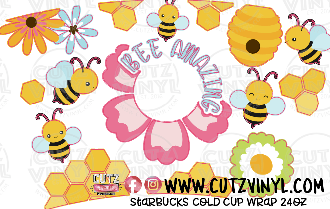 Bee Amazing Starbucks Cold Cup Wrap 24oz
