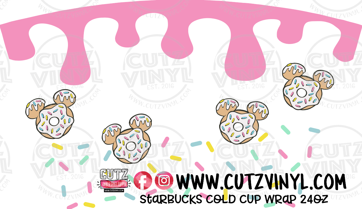 Donuts Mice Starbucks Cold Cup Wrap 24oz