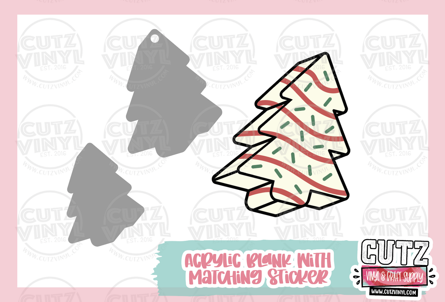 Christmas Cake - Acrylic Badge Reel Blank and Matching Sticker
