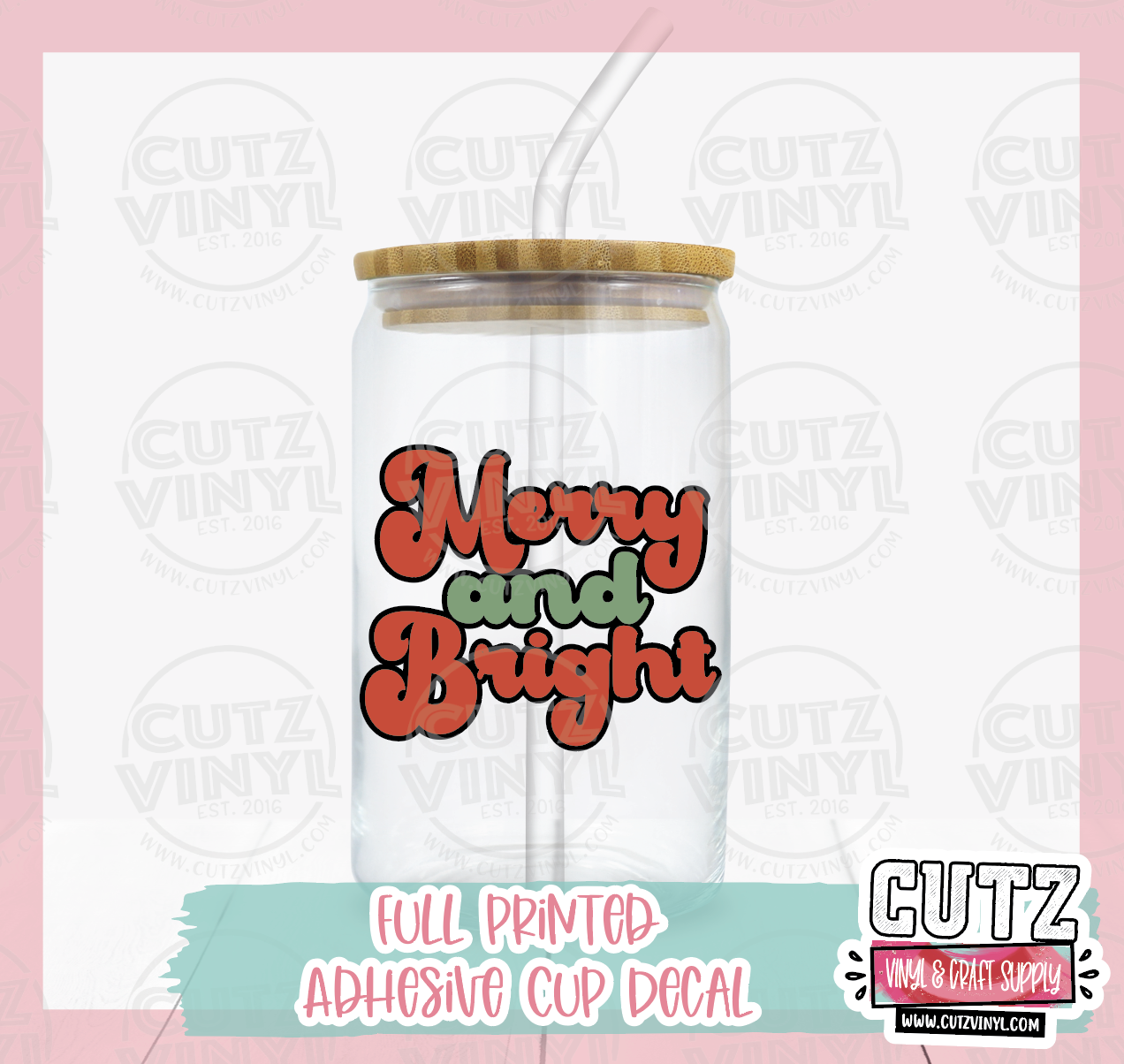 Merry & Bright Cup Decal