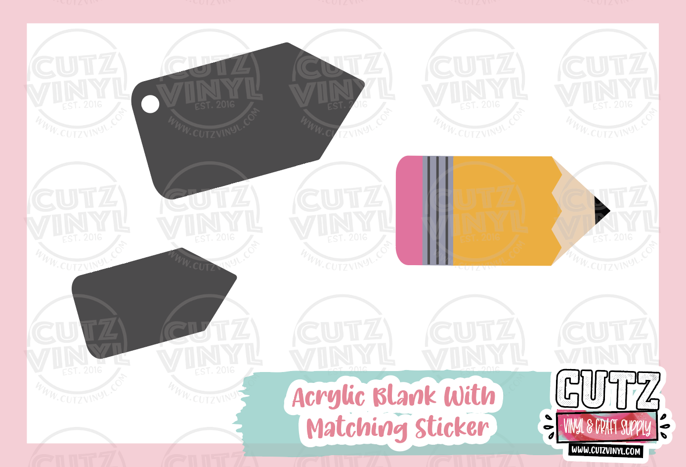Pencil - Acrylic Badge Reel Blank and Matching Sticker
