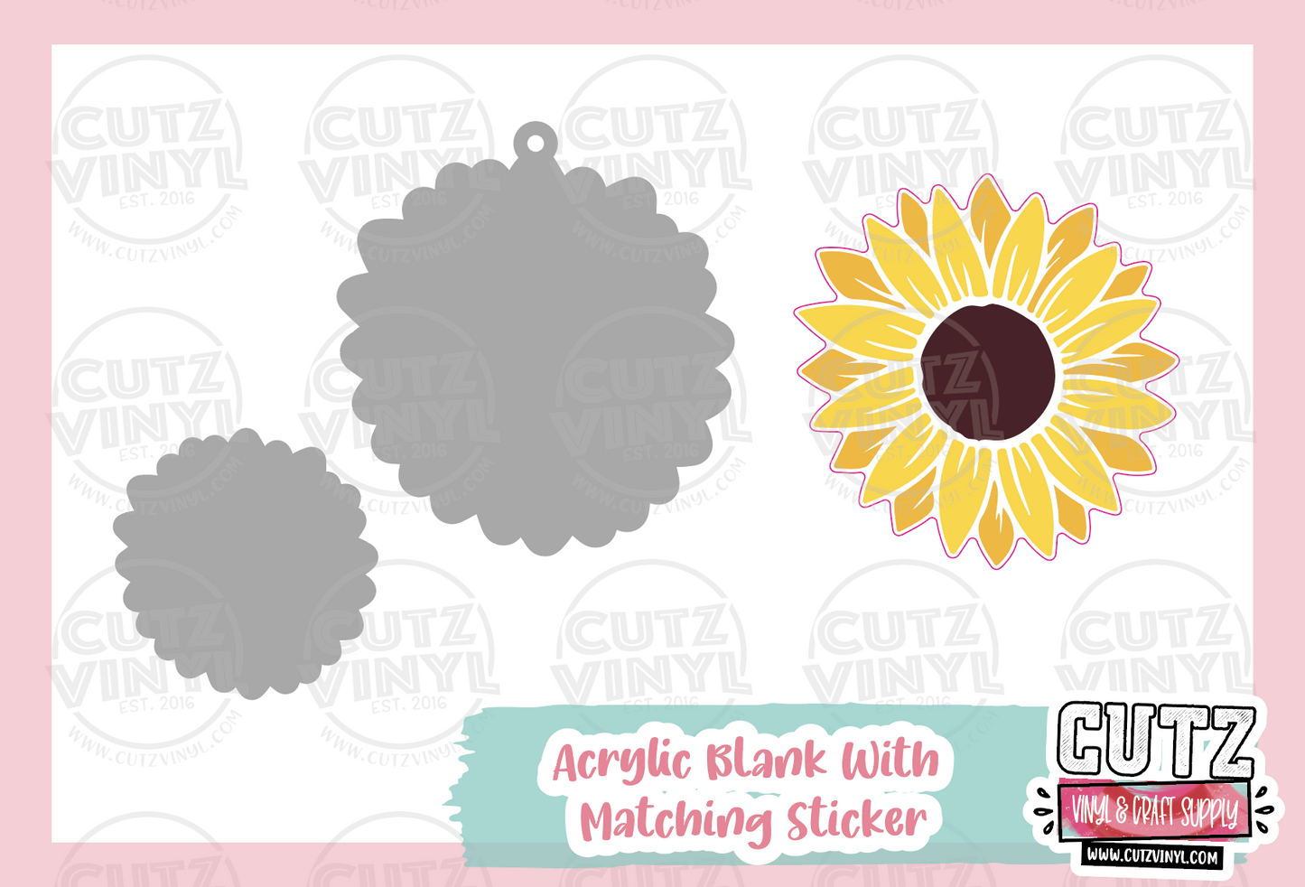 Sunflower - Acrylic Badge Reel Blank and Matching Sticker
