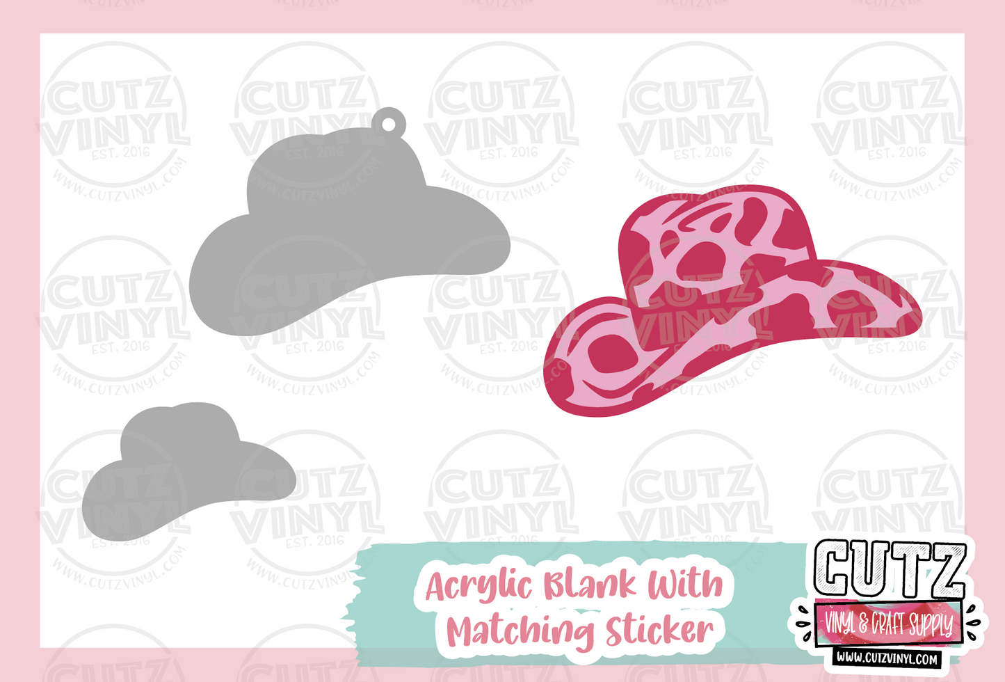 Cowgirl Hat - Acrylic Badge Reel Blank and Matching Sticker