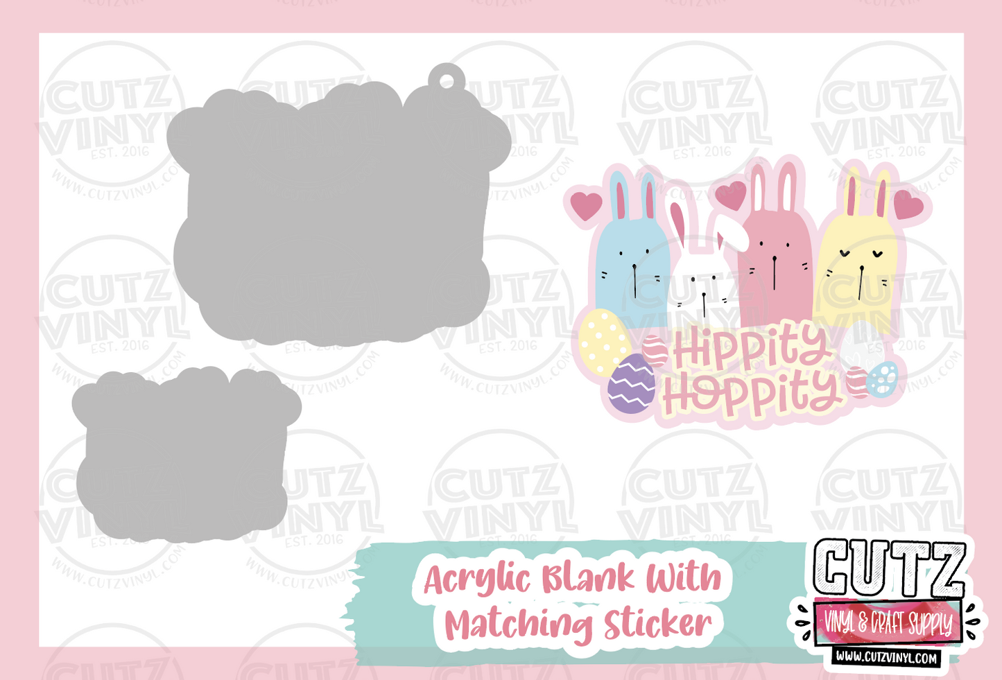 Hippity Hoppity - Acrylic Badge Reel Blank and Matching Sticker