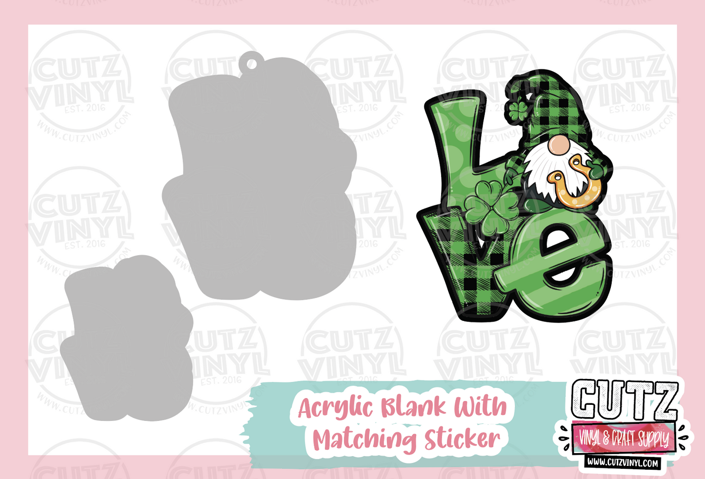 St. Patricks Love - Acrylic Badge Reel Blank and Matching Sticker