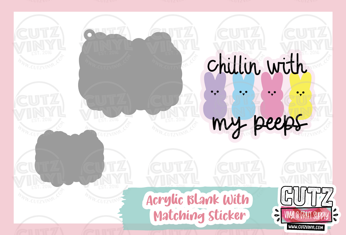 Chillin with my Peeps - Acrylic Badge Reel Blank and Matching Sticker