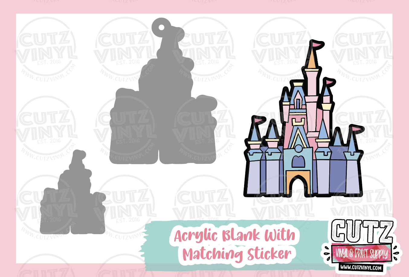 Jen's Dream Castle - Acrylic Badge Reel Blank and Matching Sticker