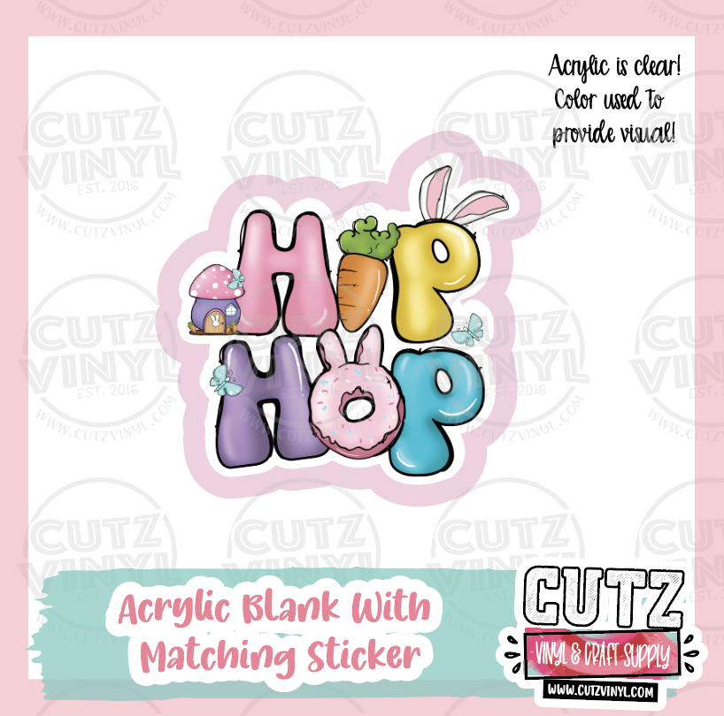 Hip Hop - Acrylic Badge Reel Blank and Matching Sticker
